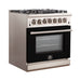 Forno 30-Inch Capriasca Gas Range with 5 Burners and Convection Oven in Stainless Steel with Black Door (FFSGS6260-30BLK)