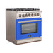 Forno 30-Inch Capriasca Gas Range with 5 Burners and Convection Oven in Stainless Steel with Blue Door (FFSGS6260-30BLU)