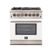 Forno 30-Inch Capriasca Gas Range with 5 Burners and Convection Oven in Stainless Steel with White Door (FFSGS6260-30WHT)