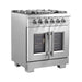 Forno 30-Inch Capriasca Gas Range with 5 Gas Burners, 100,000 BTUs, and French Door Gas Oven in Stainless Steel (FFSGS6460-30)