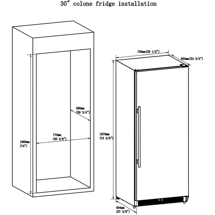 Forno 30-Inch Cologne 14.6 cu.ft. Freestanding Refrigerator in Stainless Steel (FFRBI1821-30S)