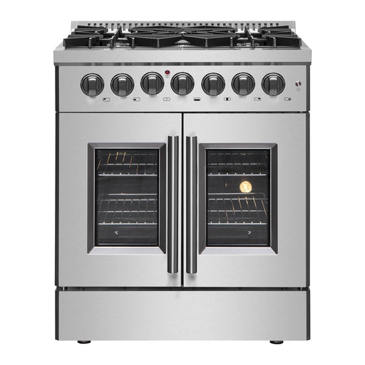 Forno 30-Inch Galiano Freestanding French Door Dual Fuel Range with 5 Burners and 68,000 BTUs in Stainless Steel (FFSGS6356-30)