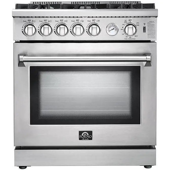 Forno 30 Inch Gas Range and Wall Mount Range Hood Appliance Package