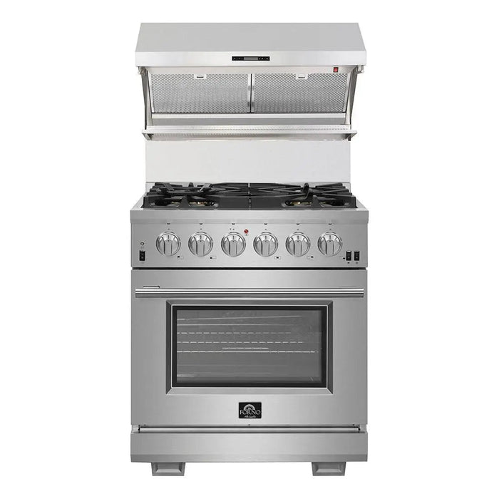 Forno 30 Inch Gas Range and Wall Mount Range Hood Appliance Package