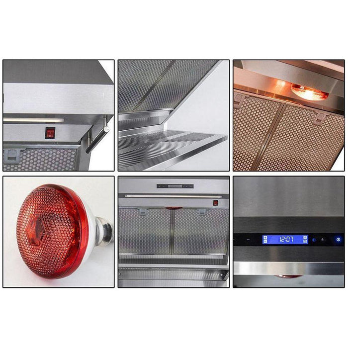 Forno 30-Inch Wall Mount Range Hood with Red Light Warmer, Shelf/Backsplash, and 600 CFM Motor (FRHWM5029-30HB)