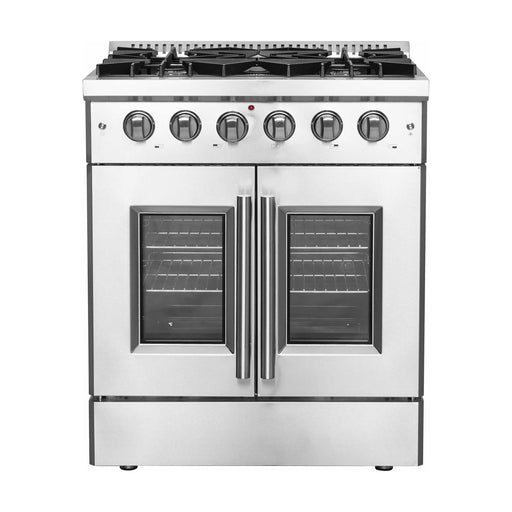 Forno 30" Vittorio Gas Range with 5 Sealed Burners, 68,000 BTUs, & French Door Gas Oven in Stainless Steel (FFSGS6444-30)