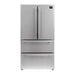 Forno 36" Dual Fuel Range, Refrigerator, Wall Mount Hood with Backsplash and Stainless Steel 3-Rack Dishwasher Appliance Package