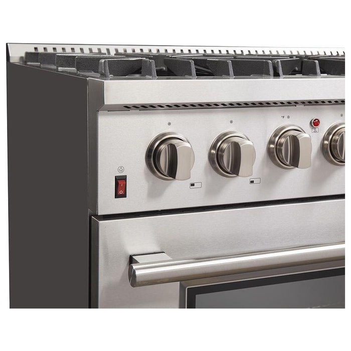 Forno 36" Dual Fuel Range, Refrigerator with Water Dispenser and Stainless Steel Dishwasher Appliance Package