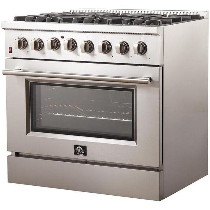 Forno 36" Dual Fuel Range + Wall Mount Range Hood Appliance Package