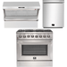 Forno 36" Dual Fuel Range + Wall Mount Range Hood + Dishwasher Appliance Package