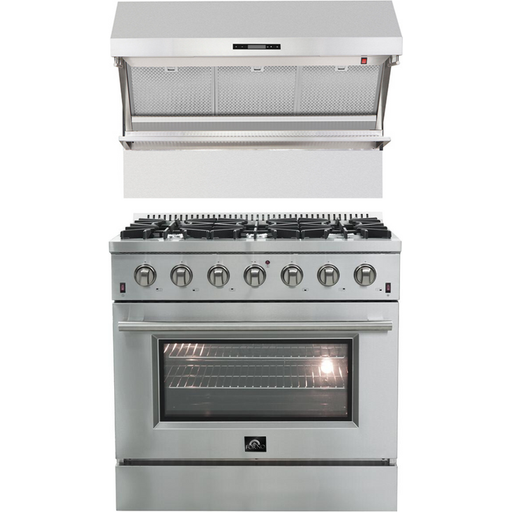 Forno 36" Freestanding Gas Range + Wall Mount Range Hood Appliance Package