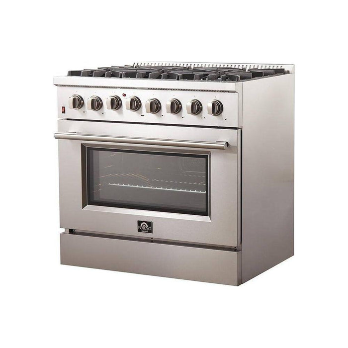 Forno 36" Galiano Dual Fuel Range with 6 Gas Burners and 240v Electric Convection Oven (FFSGS6156-36)