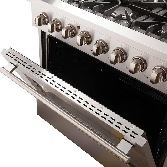 Forno 36" Galiano Dual Fuel Range with 6 Gas Burners and 240v Electric Convection Oven (FFSGS6156-36)