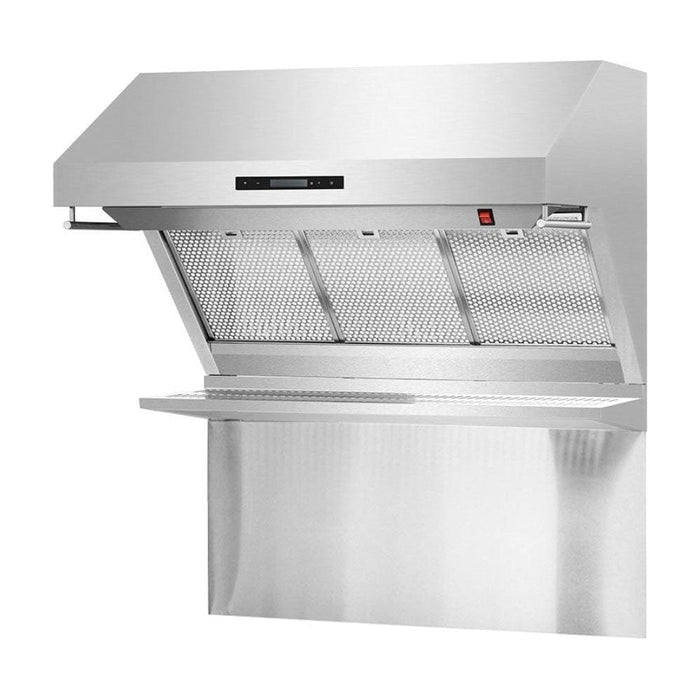 Forno 36" Gas Range, 56" Pro-Style Refrigerator and Stainless Steel Wall Mount Hood with Backsplash Appliance Package