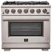 Forno 36" Gas Range, Refrigerator with Water Dispenser & Stainless Steel Dishwasher Pro Appliance Package