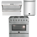 Forno 36" Gas Range + Wall Mount Range Hood + Built-In Dishwasher Appliance Package