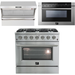 Forno 36" Gas Range + Wall Mount Range Hood + Built-In Microwave Drawer Appliance Package