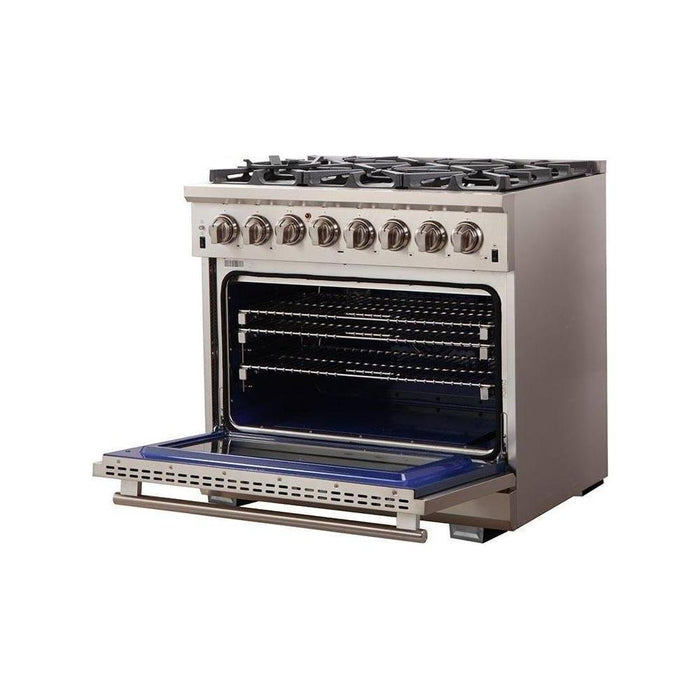 Forno 36-Inch Capriasca Dual Fuel Range with 240v Electric Oven, Convection Oven and 120,000 BTUs FFSGS6187-36