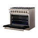 Forno 36-Inch Capriasca Dual Fuel Range with 6 Gas Burners and 240v Electric Oven in Stainless Steel with Black Door (FFSGS6187-36BLK)