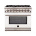 Forno 36-Inch Capriasca Dual Fuel Range with 6 Gas Burners and 240v Electric Oven in Stainless Steel with White Door (FFSGS6187-36WHT)