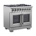 Forno 36-Inch Capriasca Freestanding French Door Dual Fuel Range with 6 Gas Burners, 120,000 BTUs & Electric Oven in Stainless Steel (FFSGS6387-36)