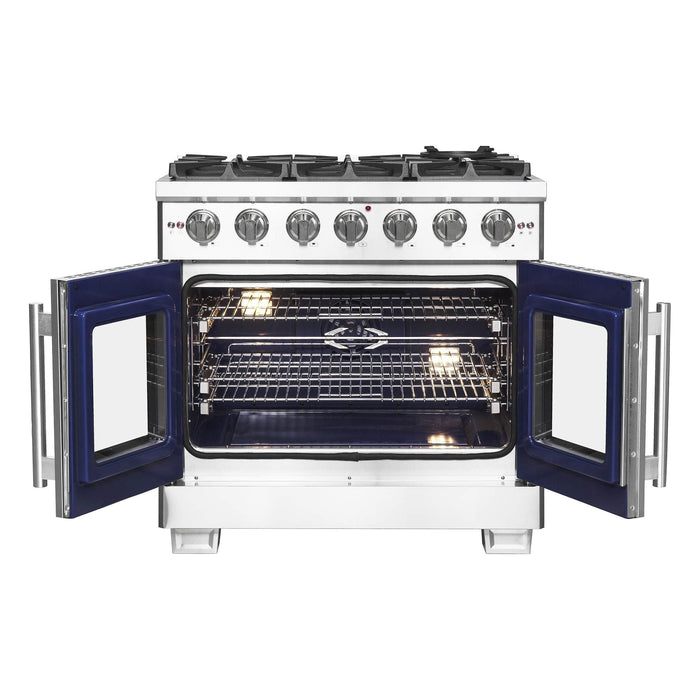 Forno 36-Inch Capriasca Gas Range with 6 Burners, 120,000 BTUs, & French Door Gas Oven in Stainless Steel (FFSGS6460-36)