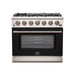 Forno 36-Inch Capriasca Gas Range with 6 Burners and Convection Oven in Stainless Steel with Black Door (FFSGS6260-36BLK)