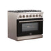 Forno 36-Inch Capriasca Gas Range with 6 Burners and Convection Oven in Stainless Steel with Black Door (FFSGS6260-36BLK)