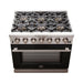 Forno 36-Inch Capriasca Gas Range with 6 Burners and Convection Oven in Stainless Steel with Black Door (FFSGS6260-36BLK)