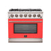 Forno 36-Inch Capriasca Gas Range with 6 Burners and Convection Oven in Stainless Steel with Red Door (FFSGS6260-36RED)