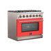 Forno 36-Inch Capriasca Gas Range with 6 Burners and Convection Oven in Stainless Steel with Red Door (FFSGS6260-36RED)