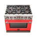 Forno 36-Inch Capriasca Gas Range with 6 Burners and Convection Oven in Stainless Steel with Red Door (FFSGS6260-36RED)