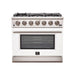 Forno 36-Inch Capriasca Gas Range with 6 Burners and Convection Oven in Stainless Steel with White Door FFSGS6260-36WHT