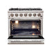 Forno 36-Inch Capriasca Gas Range with 6 Burners and Convection Oven in Stainless Steel with White Door FFSGS6260-36WHT