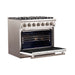 Forno 36-Inch Capriasca Gas Range with 6 Burners and Convection Oven in Stainless Steel with White Door FFSGS6260-36WHT