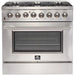 Forno 36 Inch Dual Fuel Range, Wall Mount Range Hood and Dishwasher Appliance Package