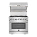 Forno 36 Inch Dual Fuel Range, Wall Mount Range Hood and Dishwasher Appliance Package