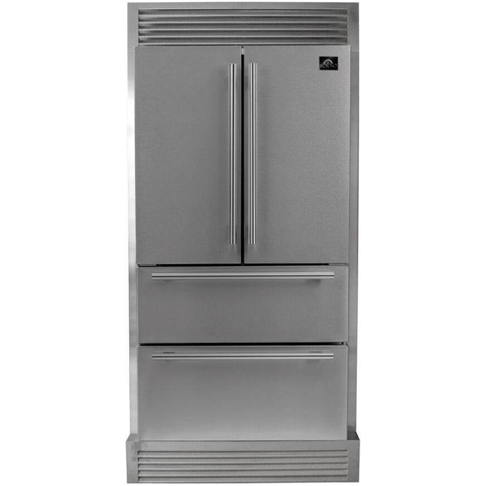 Forno 36-Inch French Door Refrigerator - 19 cu.ft with Double Freezer Drawer and Ice Maker - with 4” Custom Grill (FFRBI1820-40SG)