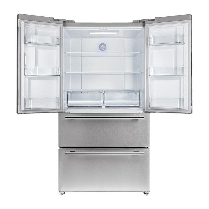 Forno 36-Inch French Door Refrigerator - 19 cu.ft with Double Freezer Drawer and Ice Maker - with 4” Custom Grill (FFRBI1820-40SG)