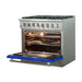 Forno 36-Inch Galiano Dual Fuel Range with 6 Gas Burners and 240v Electric Oven in Stainless Steel with Blue Door (FFSGS6156-36BLU)