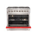 Forno 36-Inch Galiano Dual Fuel Range with 6 Gas Burners and 240v Electric Oven in Stainless Steel with Red Door (FFSGS6156-36RED)