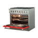 Forno 36-Inch Galiano Dual Fuel Range with 6 Gas Burners and 240v Electric Oven in Stainless Steel with Red Door (FFSGS6156-36RED)