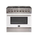 Forno 36-Inch Galiano Dual Fuel Range with 6 Gas Burners and 240v Electric Oven in Stainless Steel with White Door (FFSGS6156-36WHT)