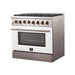 Forno 36-Inch Galiano Dual Fuel Range with 6 Gas Burners and 240v Electric Oven in Stainless Steel with White Door (FFSGS6156-36WHT)