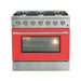 Forno 36-Inch Galiano Gas Range with 6 Gas Burners and Convection Oven in Stainless Steel with Red Door (FFSGS6244-36RED)