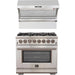 Forno 36 Inch Gas Burner/Electric Oven Pro Range and Wall Mount Range Hood Appliance Package