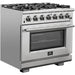 Forno 36 Inch Gas Burner/Electric Oven Pro Range and Wall Mount Range Hood Appliance Package