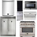 Forno 36 Inch Gas Burner/Electric Oven Pro Range, Range Hood, Refrigerator, Microwave Drawer, Dishwasher and Wine Cooler Appliance Package