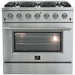 Forno 36 Inch Gas Range, 60 Inch Refrigerator, Microwave Drawer and Dishwasher Appliance Package