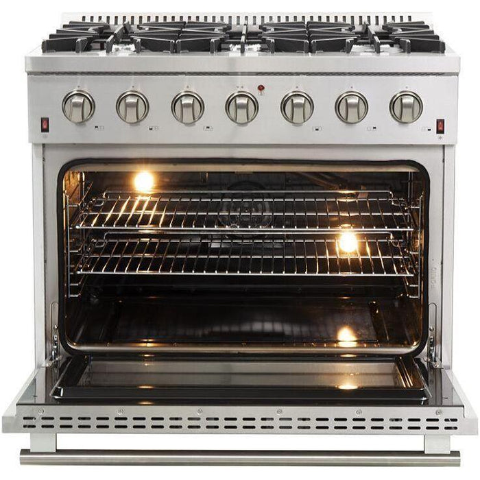 Forno  36 Inch Gas Range and Wall Mount Range Hood Appliance Package